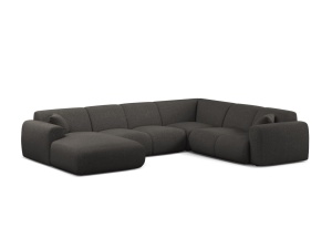 Canapea modulara cu colt gri inchis din textil pentru 6 persoane Molino Panoramic Chenille Eden Right Micadoni