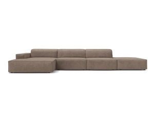 Canapea modulara cu colt maro cappuccino din textil pentru 5 persoane Jodie Liberty Left Micadoni