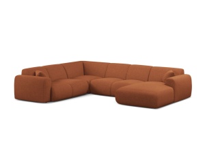 Canapea modulara cu colt maro caramiziu din textil pentru 6 persoane Molino Panoramic Chenille Eden Left Micadoni
