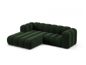 Canapea modulara cu colt verde inchis din catifea pentru 3 persoane Lupine Left Micadoni