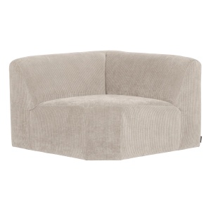 Canapea modulara ecru din textil 105 cm Mojo Rib Corner Woood