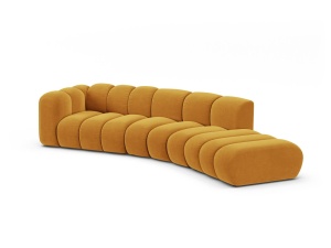Canapea modulara galbena din catifea pentru 5 persoane Lupine Left Micadoni