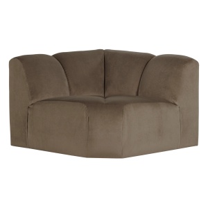 Canapea modulara grej din catifea 105 cm Mojo Corner Woood