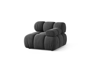 Canapea modulara gri din catifea pentru 1 persoana Bellis Corner R Micadoni