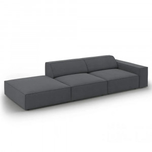 Canapea modulara gri inchis din textil pentru 3 persoane Jodie Right Micadoni
