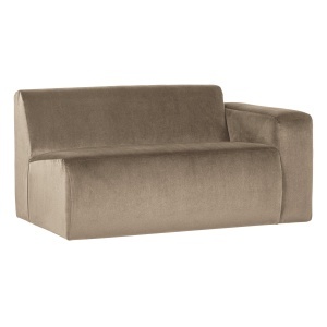 Canapea modulara kaki din catifea pentru 1.5 persoane Mojo Right Woood