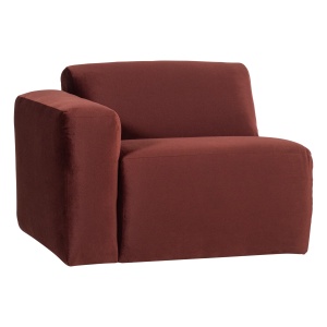 Canapea modulara maro castana din catifea pentru 1 persoana Mojo 105 Left Woood