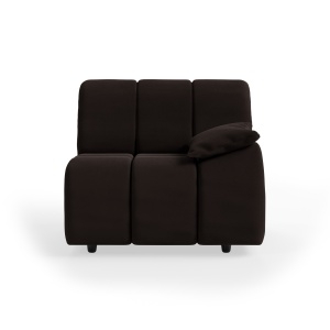 Canapea modulara maro espresso din catifea 98 cm Wave Right Low Arm HKliving