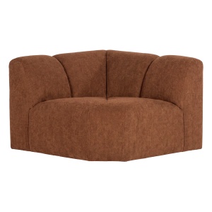 Canapea modulara maro ruginiu din textil 105 cm Mojo Woolly Corner Woood