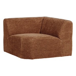 Canapea modulara maro ruginiu din textil 105 cm Mojo Woolly Corner Woood