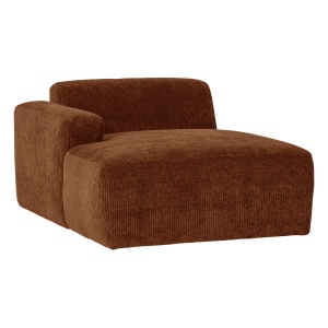 Canapea modulara maro ruginiu din textil 112 cm Mojo Rib Lounge Left Woood
