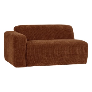 Canapea modulara maro ruginiu din textil pentru 1.5 persoane Mojo Rib Left Woood