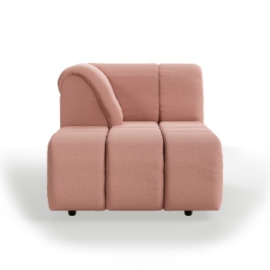 Canapea modulara roz prafuit din textil 177 cm Wave Left HKliving
