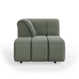 Canapea modulara verde army din bumbac 177 cm Wave Left HKliving