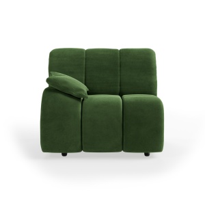 Canapea modulara verde din catifea 98 cm Wave Left Low Arm HKliving