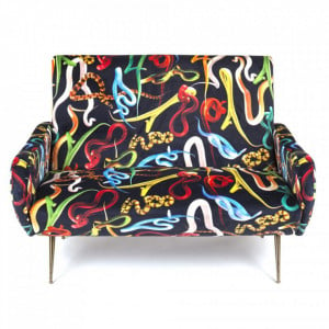 Canapea multicolora din poliester si lemn pentru 2 persoane Snakes Toiletpaper Seletti