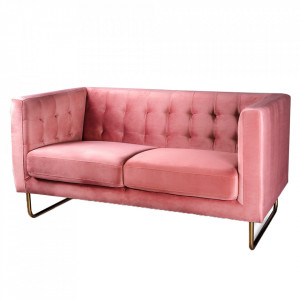 Canapea roz/aurie din catifea si inox pentru 2 persoane Meno Gilli
