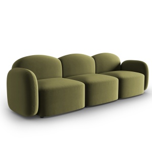 Canapea verde deschis din catifea pentru 3 persoane Blair Micadoni