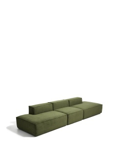 Canapea verde muschi din textil pentru 4 persoane Blok Corduroy Kave Home