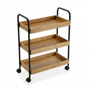 Carucior maro/negru din lemn si metal 70 cm Bamboo Shelf Versa Home