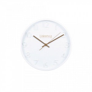Ceas de perete rotund alb din metal si PVC 30 cm Paris LifeStyle Home Collection