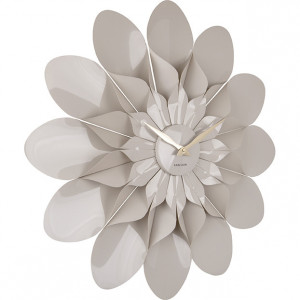 Ceas de perete rotund gri/auriu din plastic 60 cm Flower Present Time