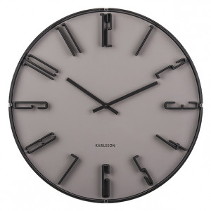 Ceas de perete rotund gri/negru din plastic 40 cm Alpha Present Time