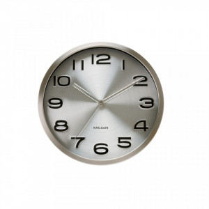 Ceas perete rotund argintiu din metal 29 cm Maxie Steel Present Time