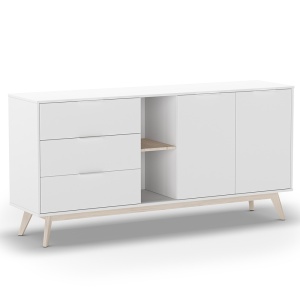 Comoda alba din lemn 165 cm Campus Quiet Object