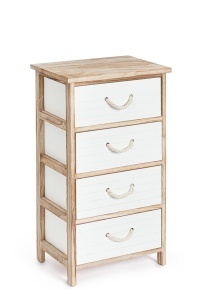 Comoda alba/maro din lemn 40 cm Yvette Medium Bizzotto