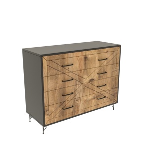 Comoda maro stejar/gri antracit din metal 80 cm Comfort The Home Collection