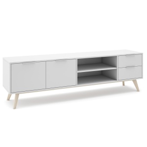 Comoda TV alba din lemn 180 cm Campus Quiet Object