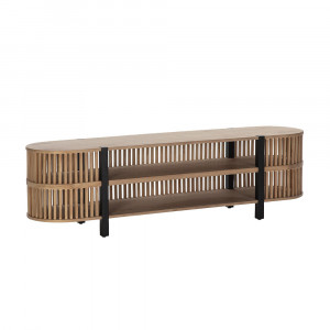Comoda TV maro/neagra din lemn 175 cm Savoy Thai Natura
