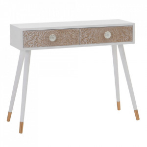 Consola alba/maro din lemn de pin si MDF 90 cm Lorby The Home Collection