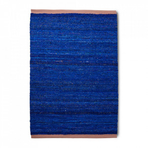 Covor albastru din matase si bumbac 120x180 cm Silk HK Living