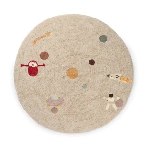 Covor de joaca cu 5 accesorii multicolor din bumbac 150 cm Solar System Lorena Canals