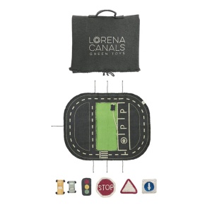 Covor de joaca cu 6 accesorii multicolor din bumbac 50x65 cm Eco City Lorena Canals