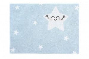Covor dreptunghiular albastru din bumbac pentru copii 120x160 cm Happy Star Lorena Canals