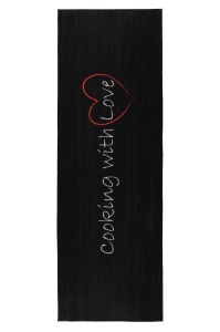 Covor pentru bucatarie negru din fibre sintetice 60x180 cm Luna Cooking Lalee