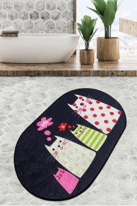 Covoras de baie multicolor din fibre sintetice 80x100 cm Four Cats The Home Collection