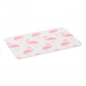 Covoras pentru baie roz/alb din microfibre 45x70 cm Flamingo The Home Collection