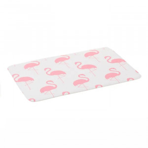 Covoras pentru baie roz/alb din microfibre 45x70 cm Flamingo Unimasa