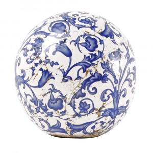 Decoratiune alb/albastra din ceramica 11 cm Ball Esschert Design