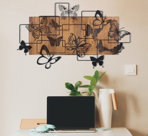 Decoratiune de perete maro/neagra din metal 43x73 cm Butterflies The Home Collection