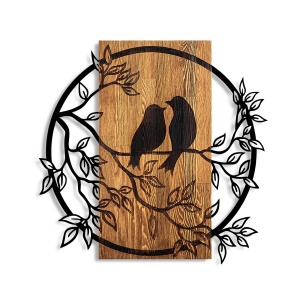 Decoratiune de perete maro/neagra din metal 57x59 cm Couple Birds The Home Collection