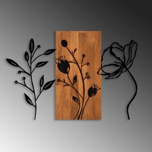 Decoratiune de perete maro/neagra din metal 58x86 cm Triple Flowers - 383 The Home Collection