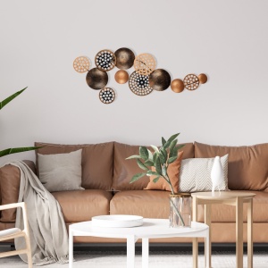 Decoratiune de perete multicolora din metal 42x90 cm Circle The Home Collection