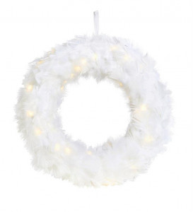 Decoratiune luminoasa suspendabila alba din pene Feather Wreath Markslojd