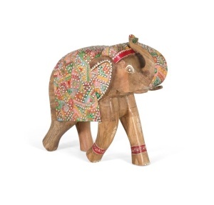 Decoratiune multicolora din lemn Elephant Giner y Colomer