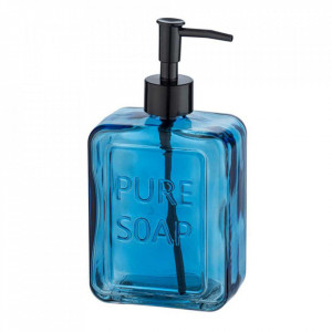 Dispenser sapun lichid albastru/negru din sticla 550 ml Pure Wenko